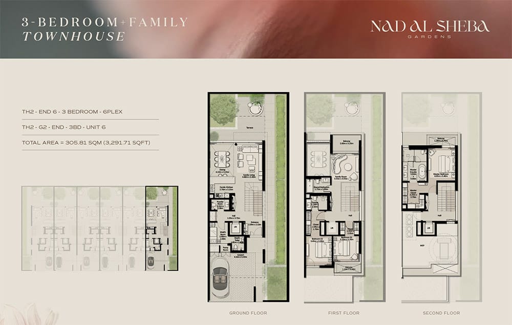 Nad Al Sheba Gardens 3 Bedroom Townhouse Floor Plan